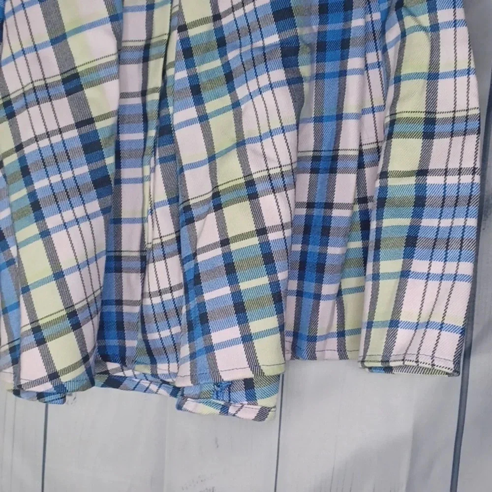 SO Plaid Y2K Preppy Coquette blue and white mini pleated skater skirt - Picture 3 of 5